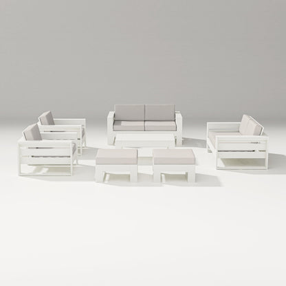 PW Designer Series Latitude 7-Piece Lounge Loveseat Set in Vintage White / Cast Ash