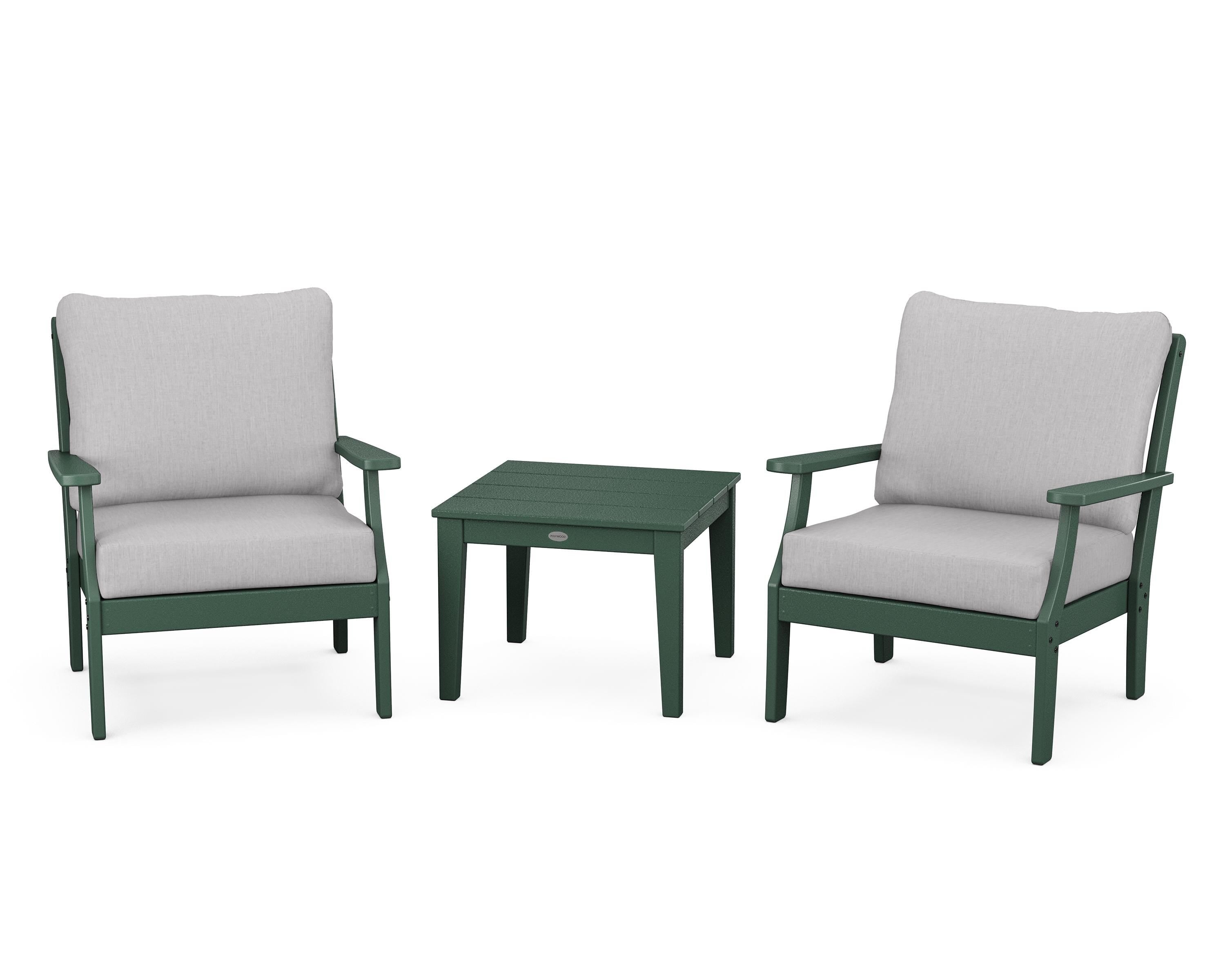 POLYWOOD® Braxton 3-Piece Deep Seating Set in Green / Granite
