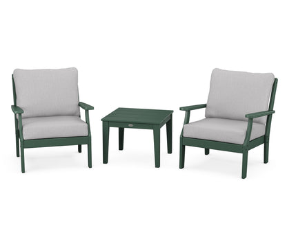 POLYWOOD® Braxton 3-Piece Deep Seating Set in Green / Granite