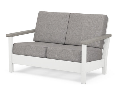 POLYWOOD® Harbour Deep Seating Loveseat in White / Driftwood / Grey Mist