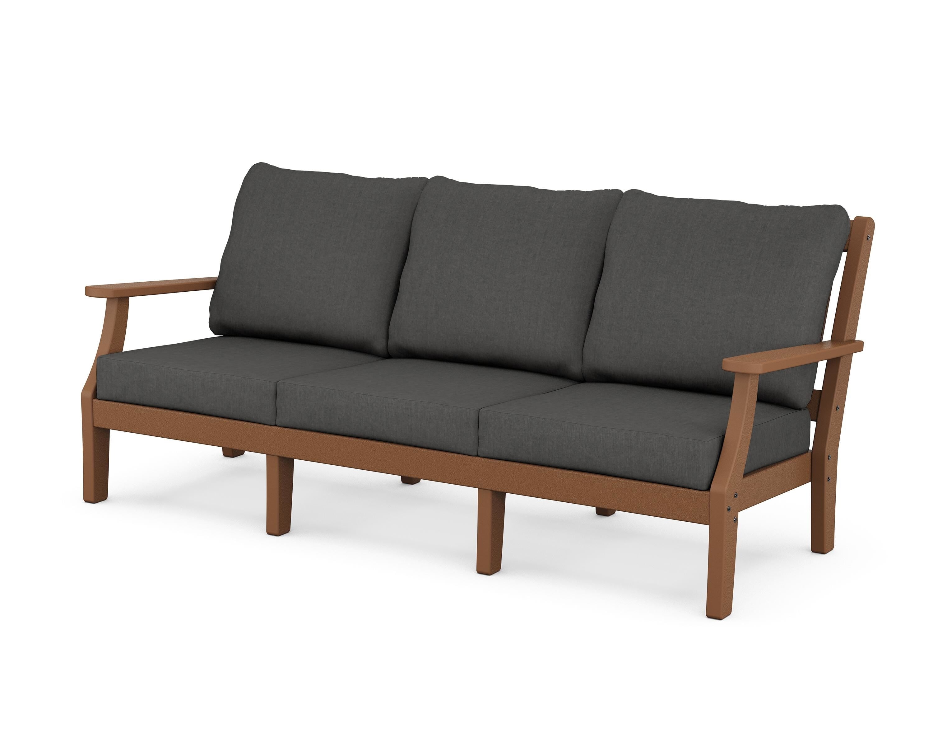 Martha Stewart by POLYWOOD® Chinoiserie Deep Seating Sofa in Teak / Spectrum Carbon