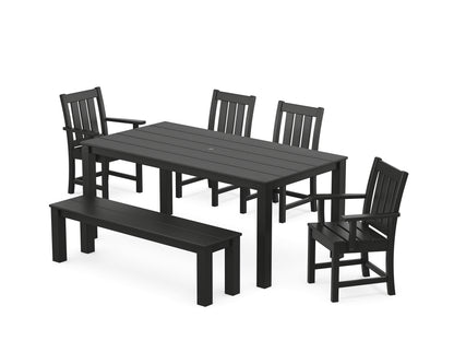 POLYWOOD® Oxford 6-Piece Parsons Dining Set with Bench in Black