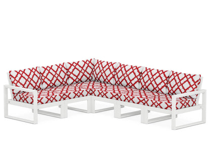 POLYWOOD® EDGE 6-Piece Modular Deep Seating Set in White / Trellis Crimson