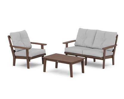 POLYWOOD® Prairie 3-Piece Deep Seating Set with Loveseat in Mahogany / Granite