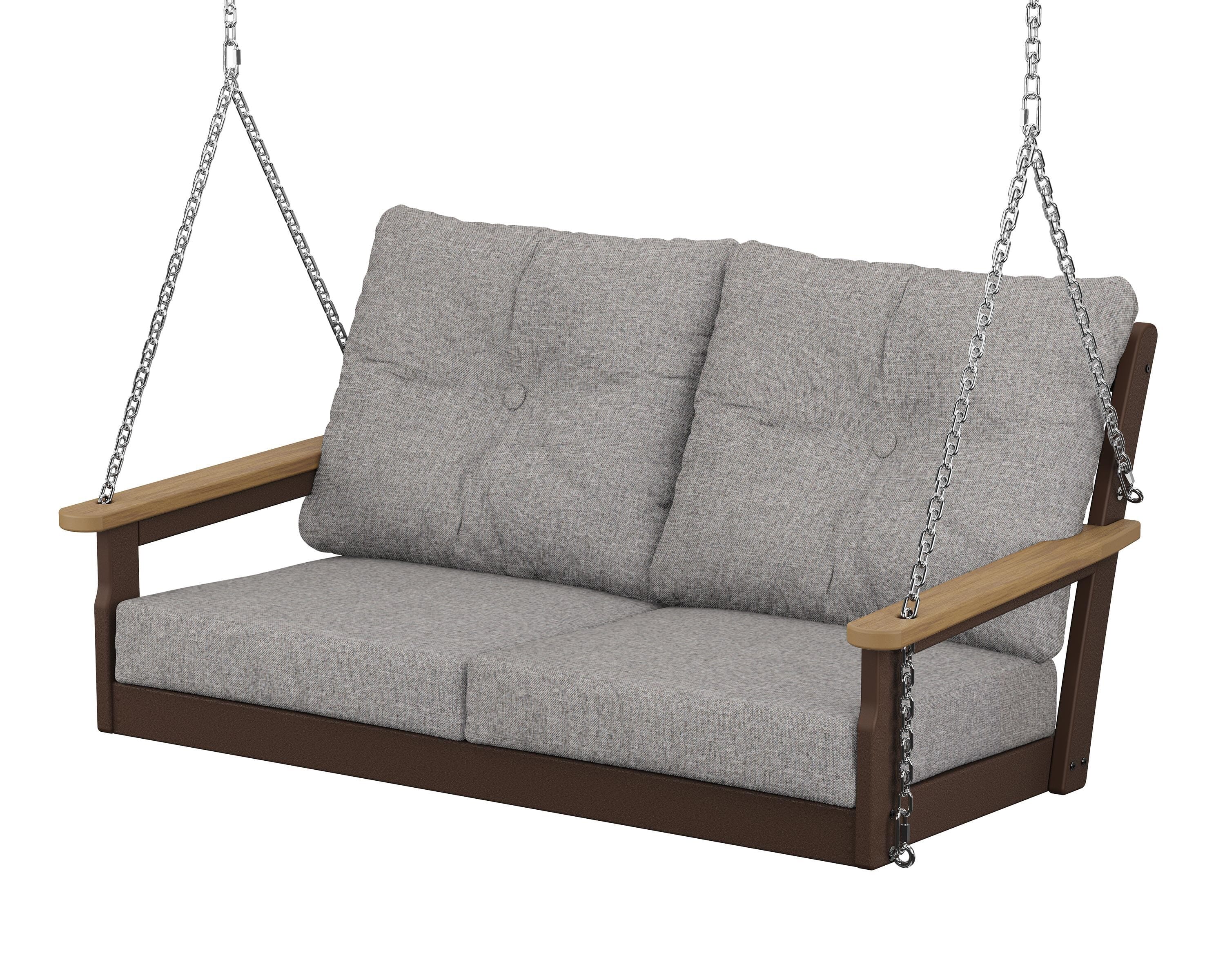 POLYWOOD® Vineyard Deep Seating Swing in Mahogany / Natural / Grey Mist