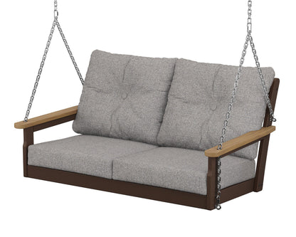POLYWOOD® Vineyard Deep Seating Swing in Mahogany / Natural / Grey Mist
