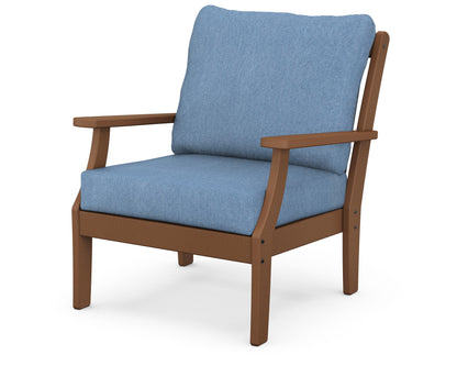 POLYWOOD® Braxton Deep Seating Chair in Teak / Sky Blue
