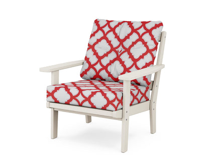 POLYWOOD® Oxford Deep Seating Chair in Sand / Trellis Crimson