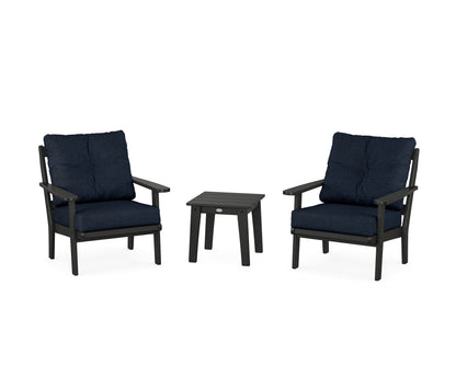 POLYWOOD® Mission 3-Piece Deep Seating Set in Black / Marine Indigo