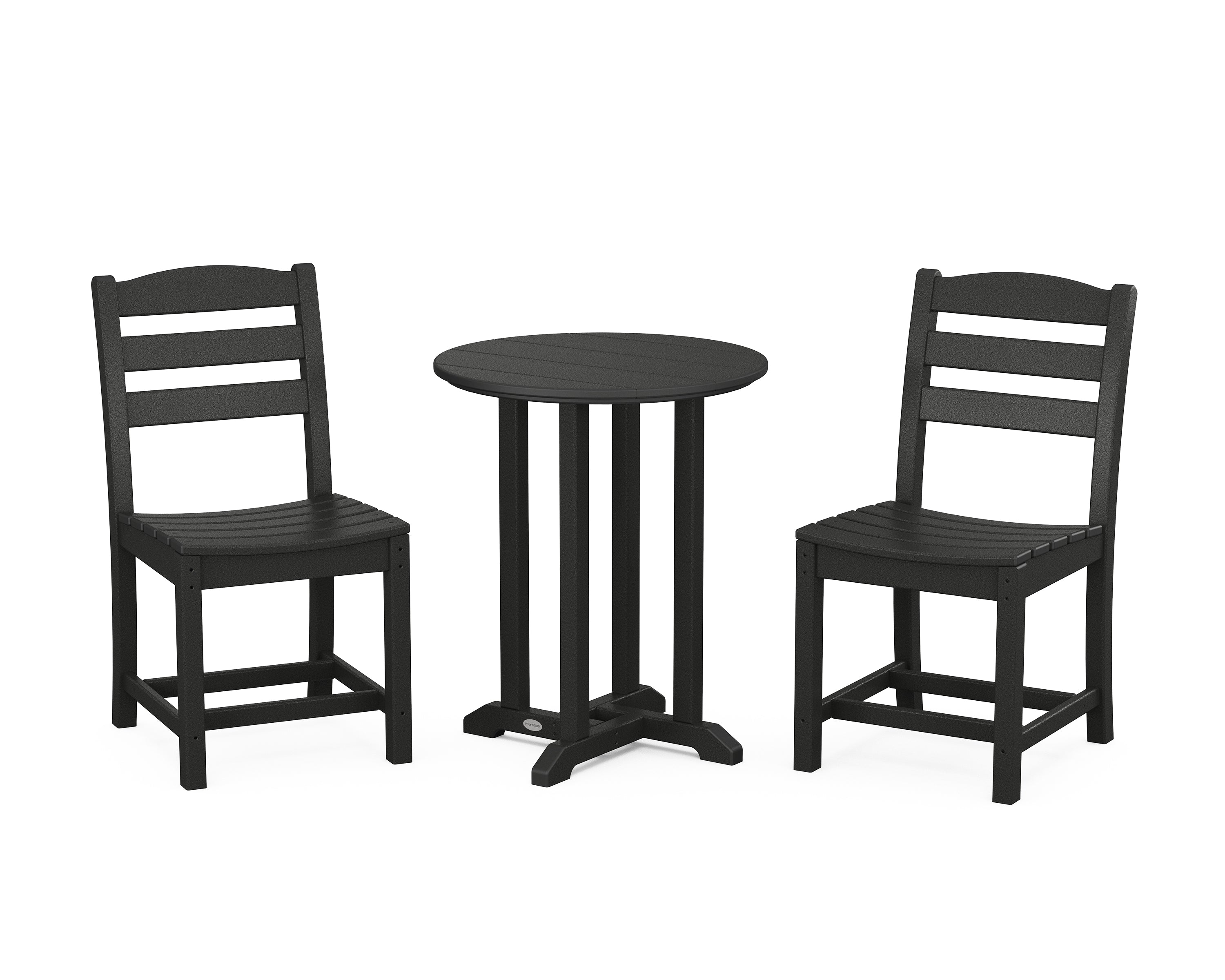POLYWOOD® La Casa Café Side Chair 3-Piece Round Bistro Dining Set in Black