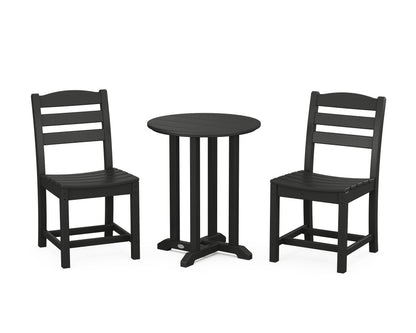 POLYWOOD® La Casa Café Side Chair 3-Piece Round Bistro Dining Set in Black