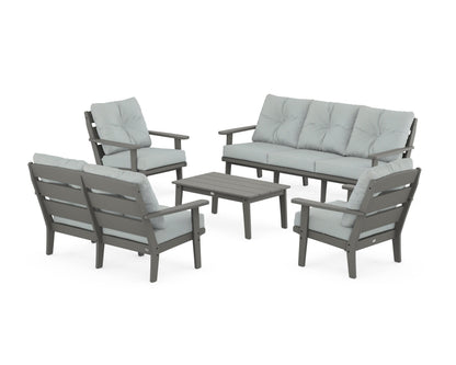 POLYWOOD® Lakeside 5-Piece Lounge Sofa Set in Slate Grey / Spa