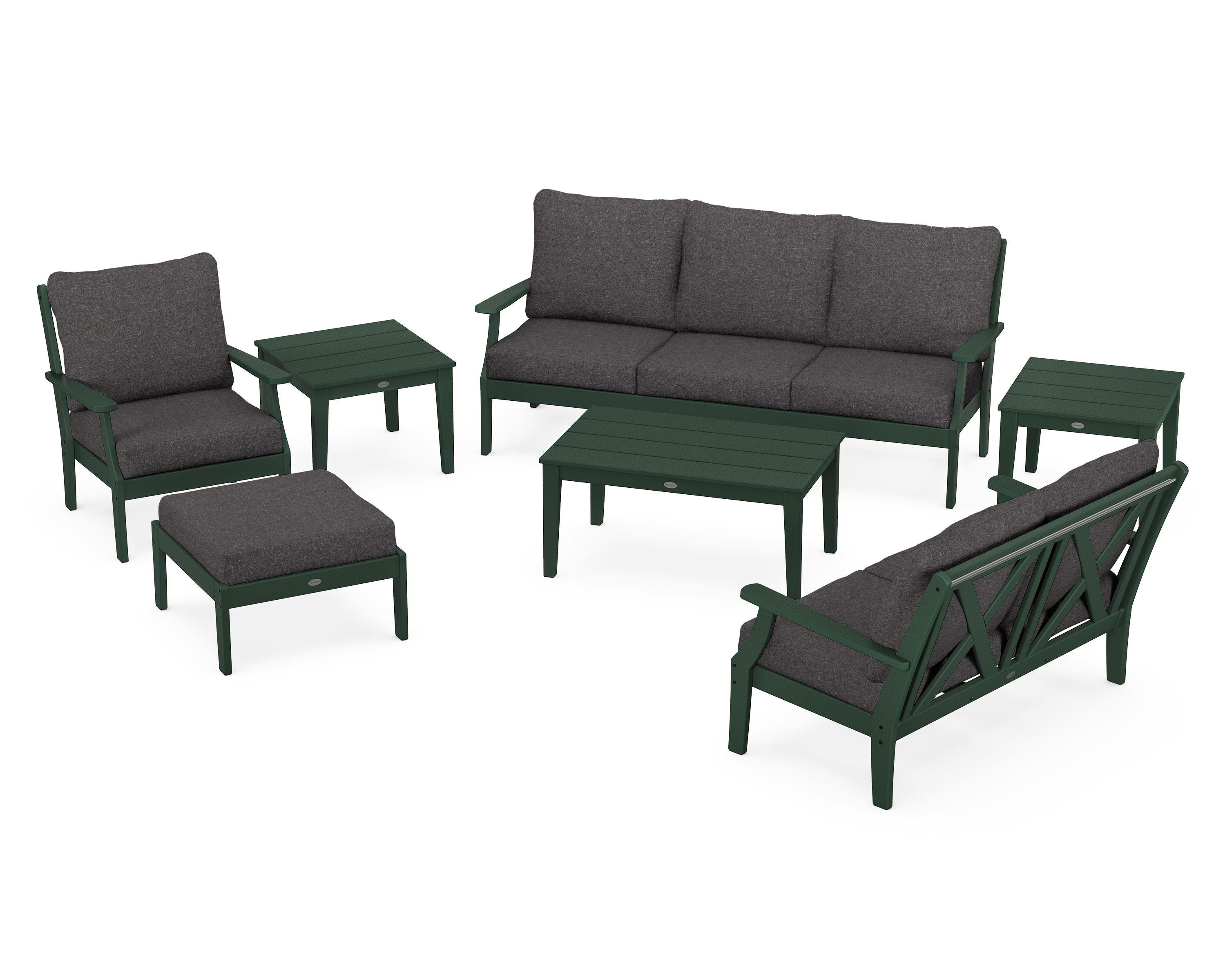 POLYWOOD® Braxton 7-Piece Deep Seating Set in Green / Ash Charcoal