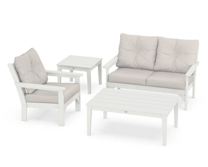 POLYWOOD® Vineyard 4-Piece Deep Seating Set in Vintage White / Cast Ash