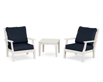 Country Living Wovendale 3-Piece Deep Seating Set in Sand / Marine Indigo