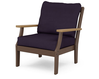 POLYWOOD® Braxton Deep Seating Chair in Mahogany / Natural / Navy Linen