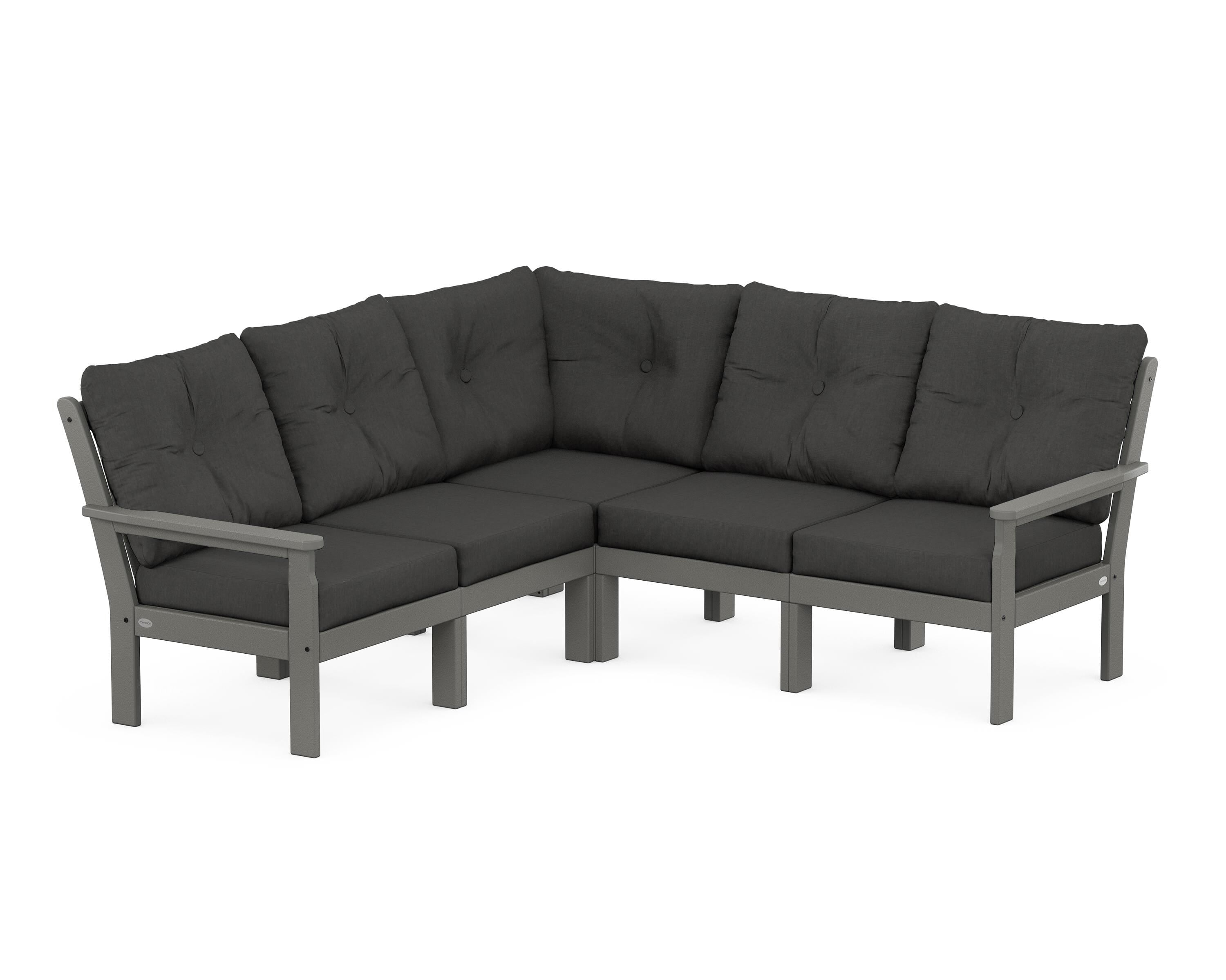 POLYWOOD® Vineyard 5-Piece Sectional in Slate Grey / Spectrum Carbon