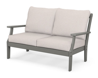 POLYWOOD® Braxton Deep Seating Loveseat in Slate Grey / Dune Burlap