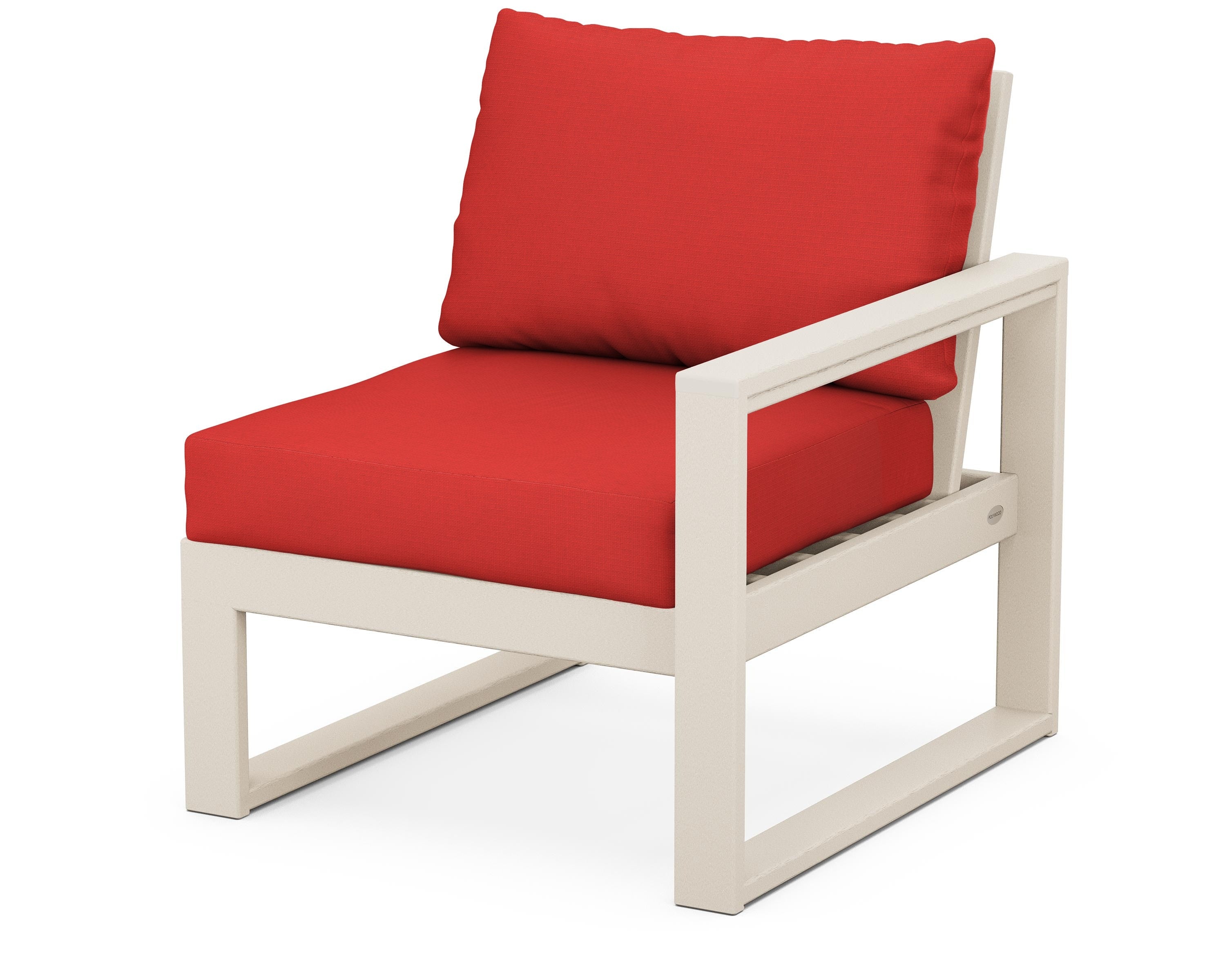 POLYWOOD® EDGE Modular Right Arm Chair in Sand / Crimson Linen