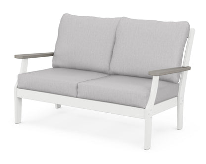 POLYWOOD® Braxton Deep Seating Loveseat in White / Driftwood / Granite