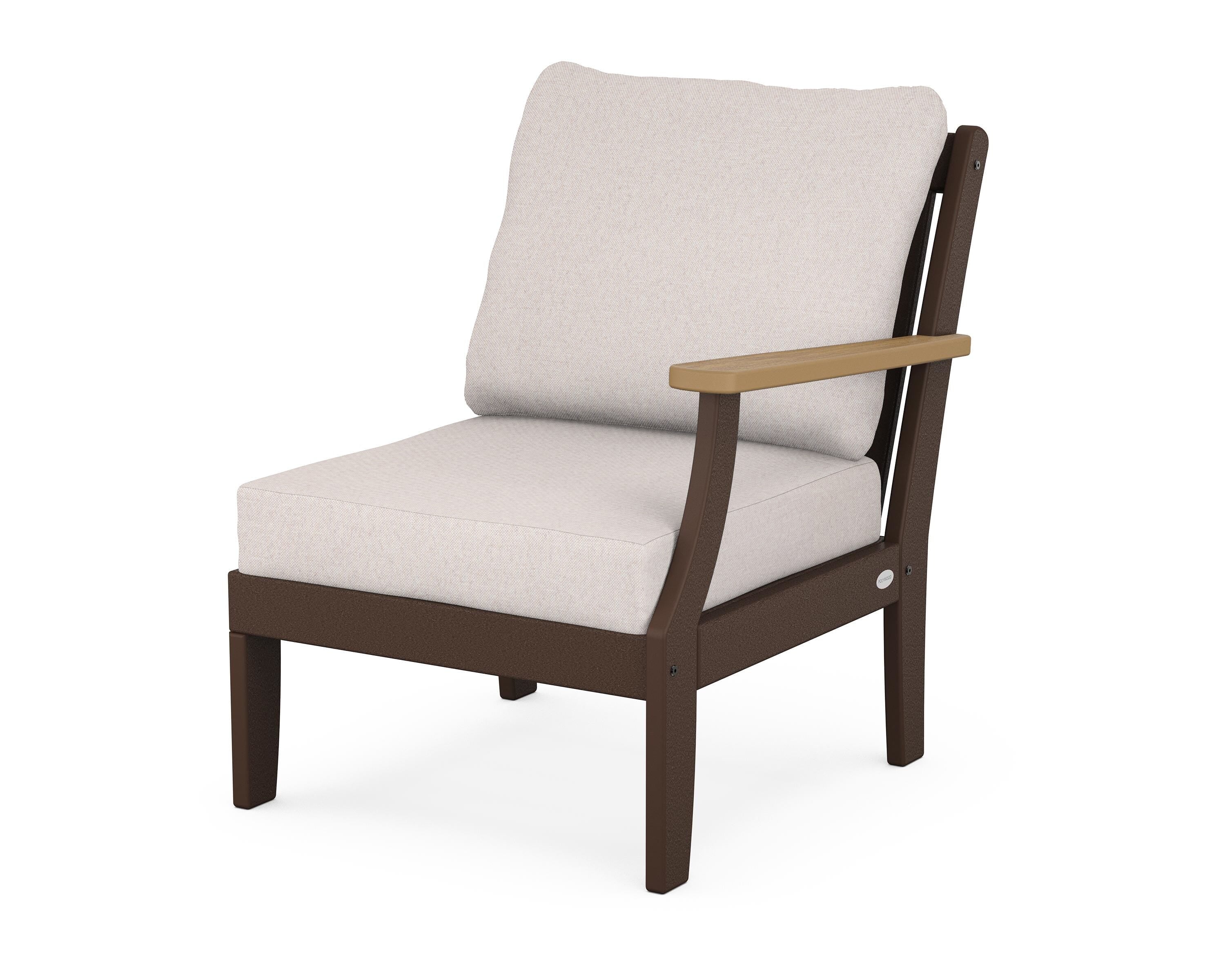POLYWOOD® Braxton Modular Right Arm Chair in Mahogany / Natural / Dune Burlap