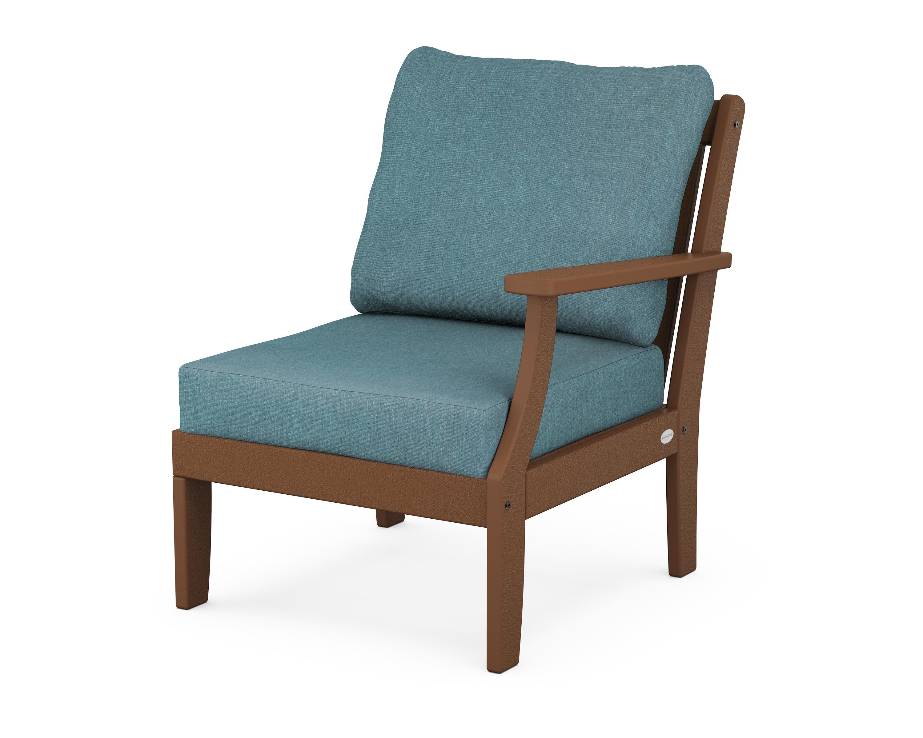 POLYWOOD® Braxton Modular Right Arm Chair in Teak / Ocean Teal