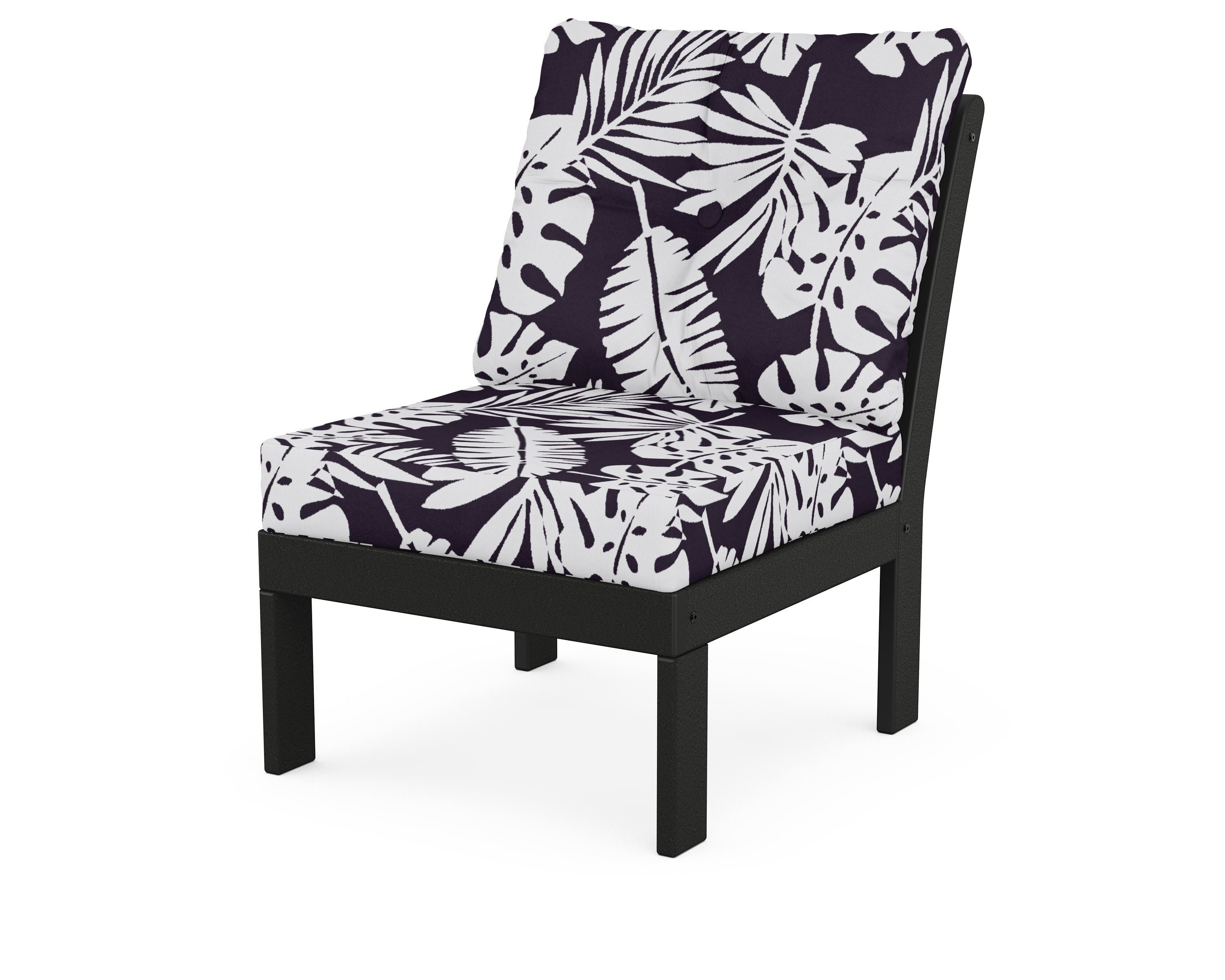 POLYWOOD® Vineyard Modular Armless Chair in Black / Leaf Navy