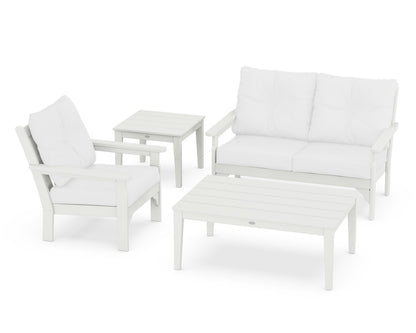 POLYWOOD® Vineyard 4-Piece Deep Seating Set in Vintage White / Natural