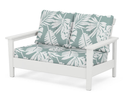 POLYWOOD® Prescott Deep Seating Loveseat in White / Leaf Glacier Spa