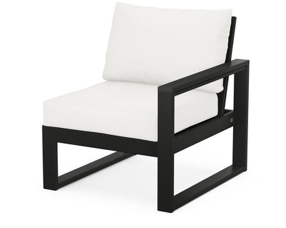 POLYWOOD® EDGE Modular Right Arm Chair in Black / Natural Linen
