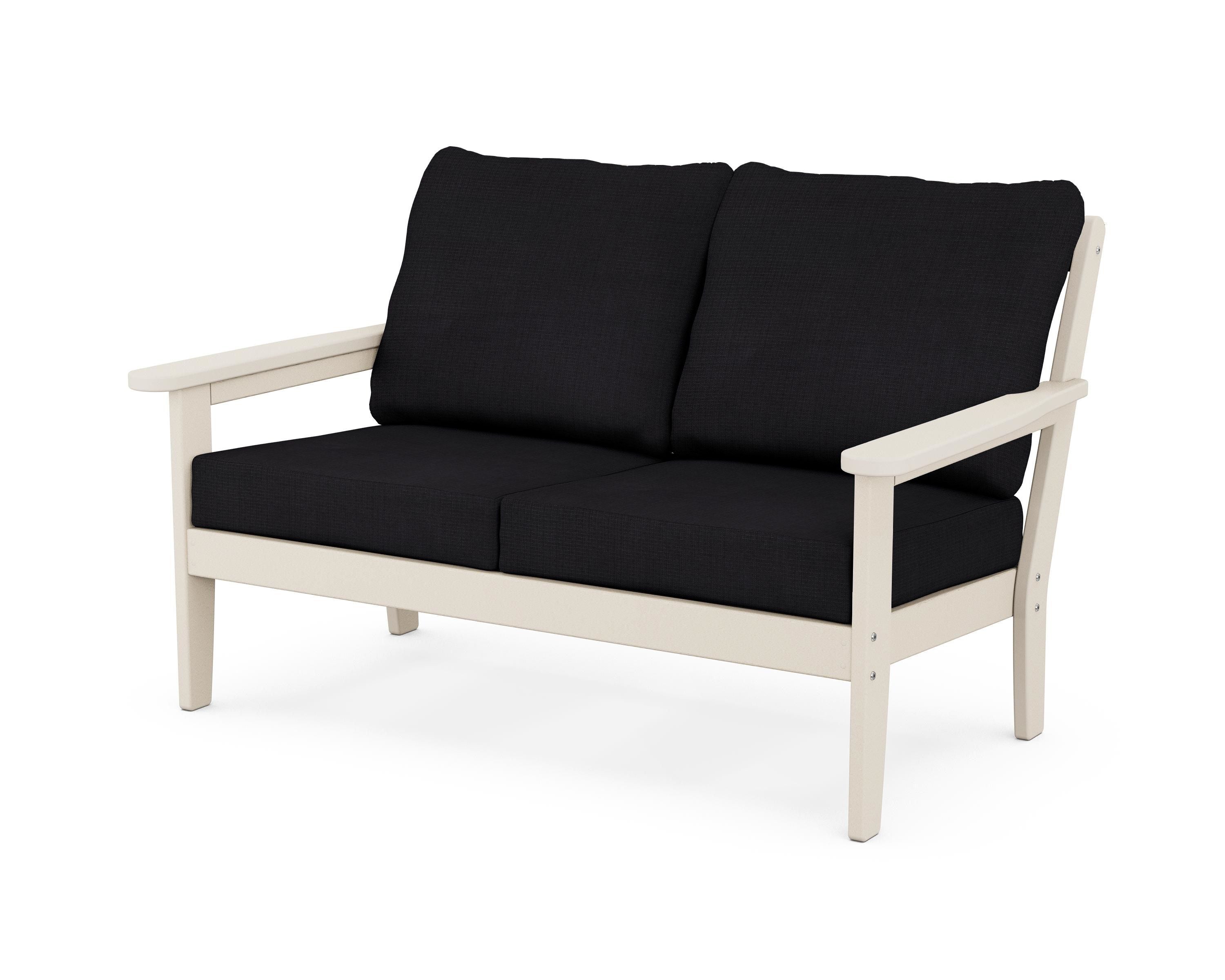 Country Living Cottage Deep Seating Loveseat in Sand / Midnight Linen