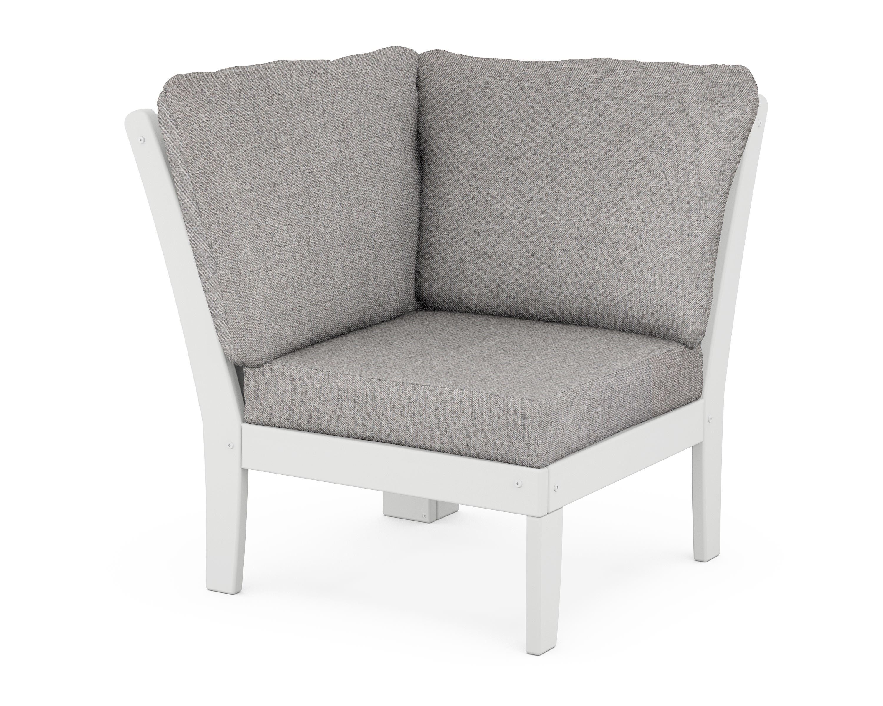 POLYWOOD® Braxton Modular Corner Chair in White / Grey Mist
