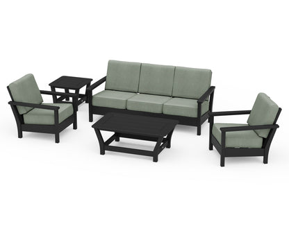 POLYWOOD® Harbour 5-Piece Deep Seating Set in Black / Cast Sage
