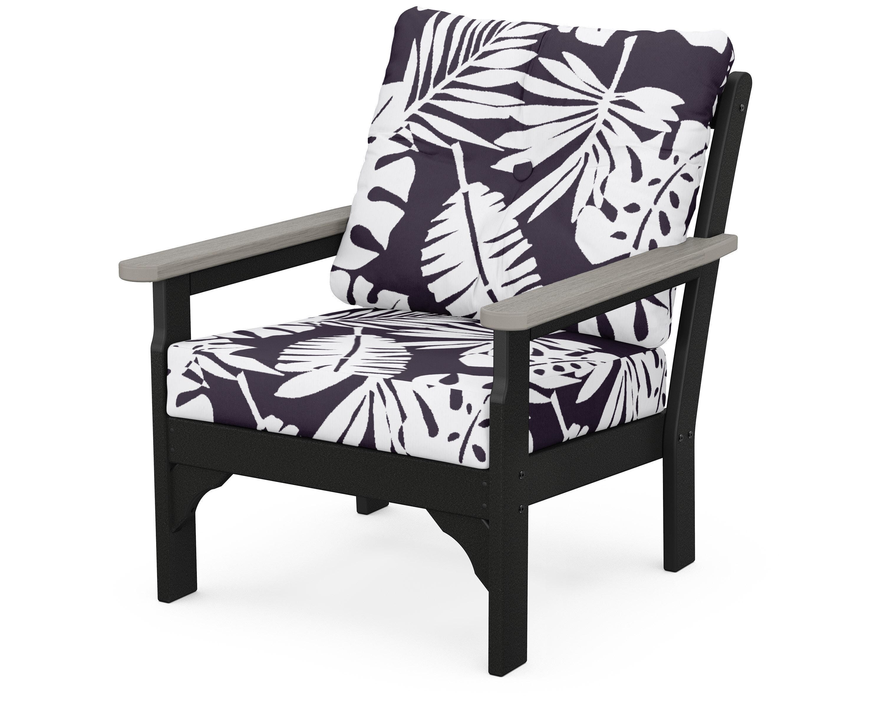 POLYWOOD® Vineyard Deep Seating Chair in Black / Driftwood / Leaf Navy