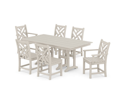 POLYWOOD® Chippendale 7-Piece Farmhouse Dining Set in Sand