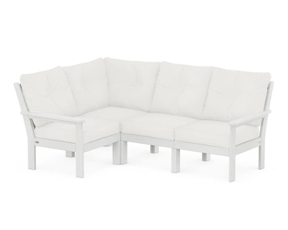 POLYWOOD® Vineyard 4-Piece Sectional in White / Natural Linen