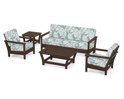 POLYWOOD® Harbour 5-Piece Deep Seating Set in Mahogany / Leaf Glacier Spa