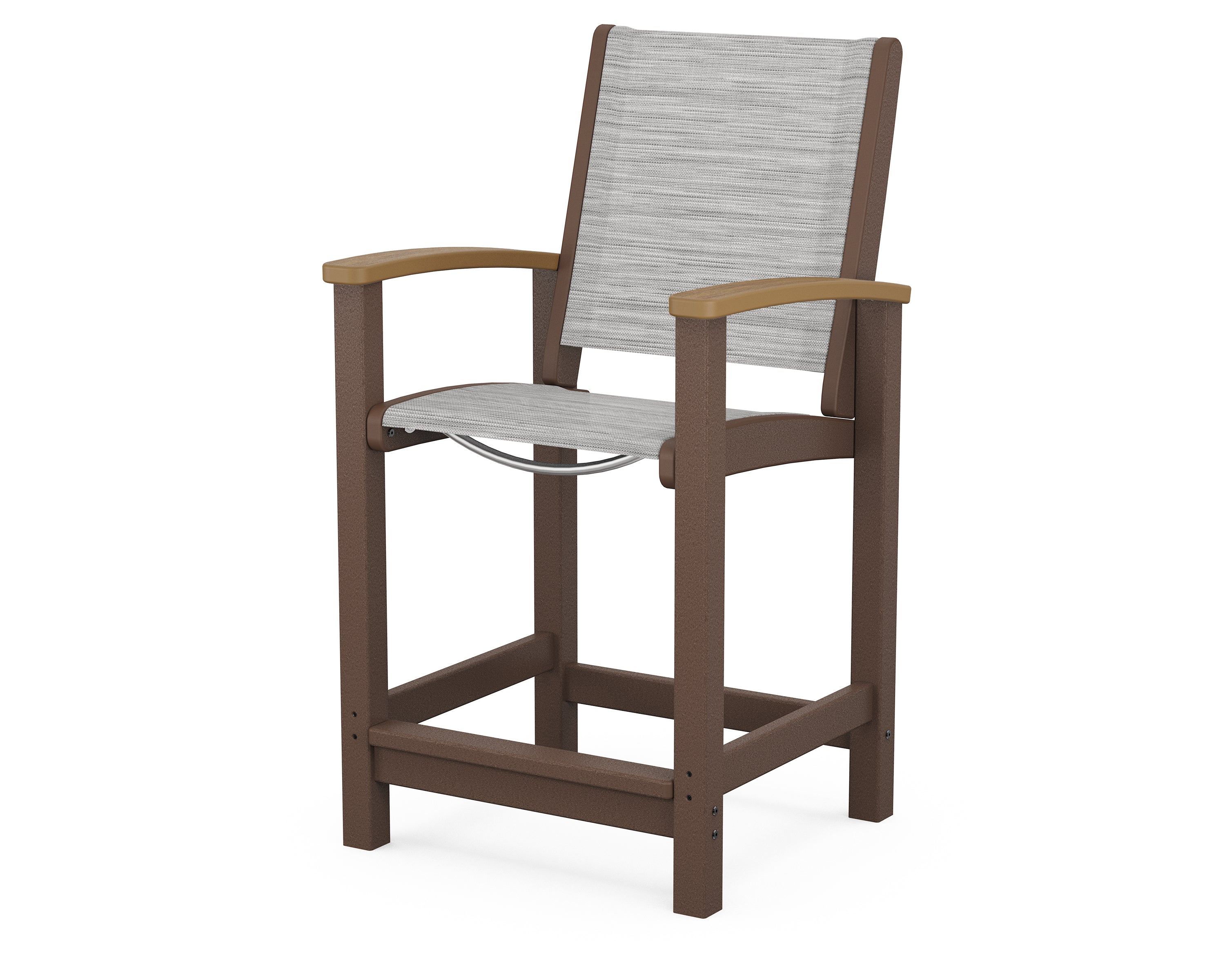 POLYWOOD® Coastal Counter Chair in Mahogany / Natural / Metallic Sling
