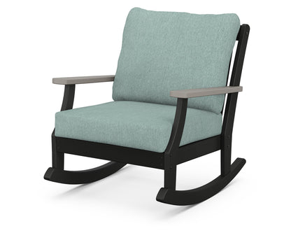 POLYWOOD® Braxton Deep Seating Rocking Chair in Black / Driftwood / Glacier Spa
