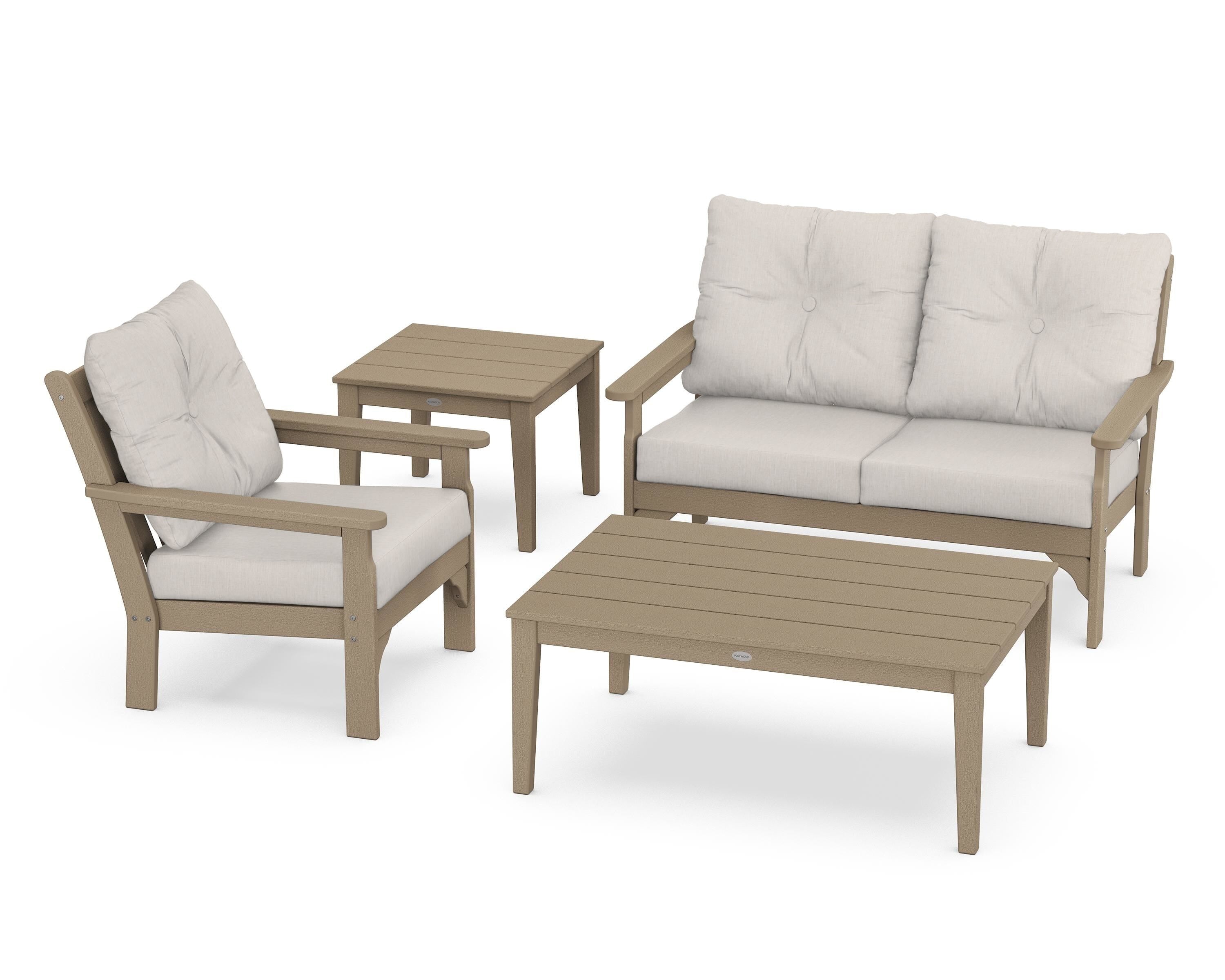 POLYWOOD® Vineyard 4-Piece Deep Seating Set in Vintage Sahara / Cast Ash