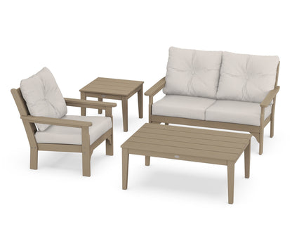 POLYWOOD® Vineyard 4-Piece Deep Seating Set in Vintage Sahara / Cast Ash
