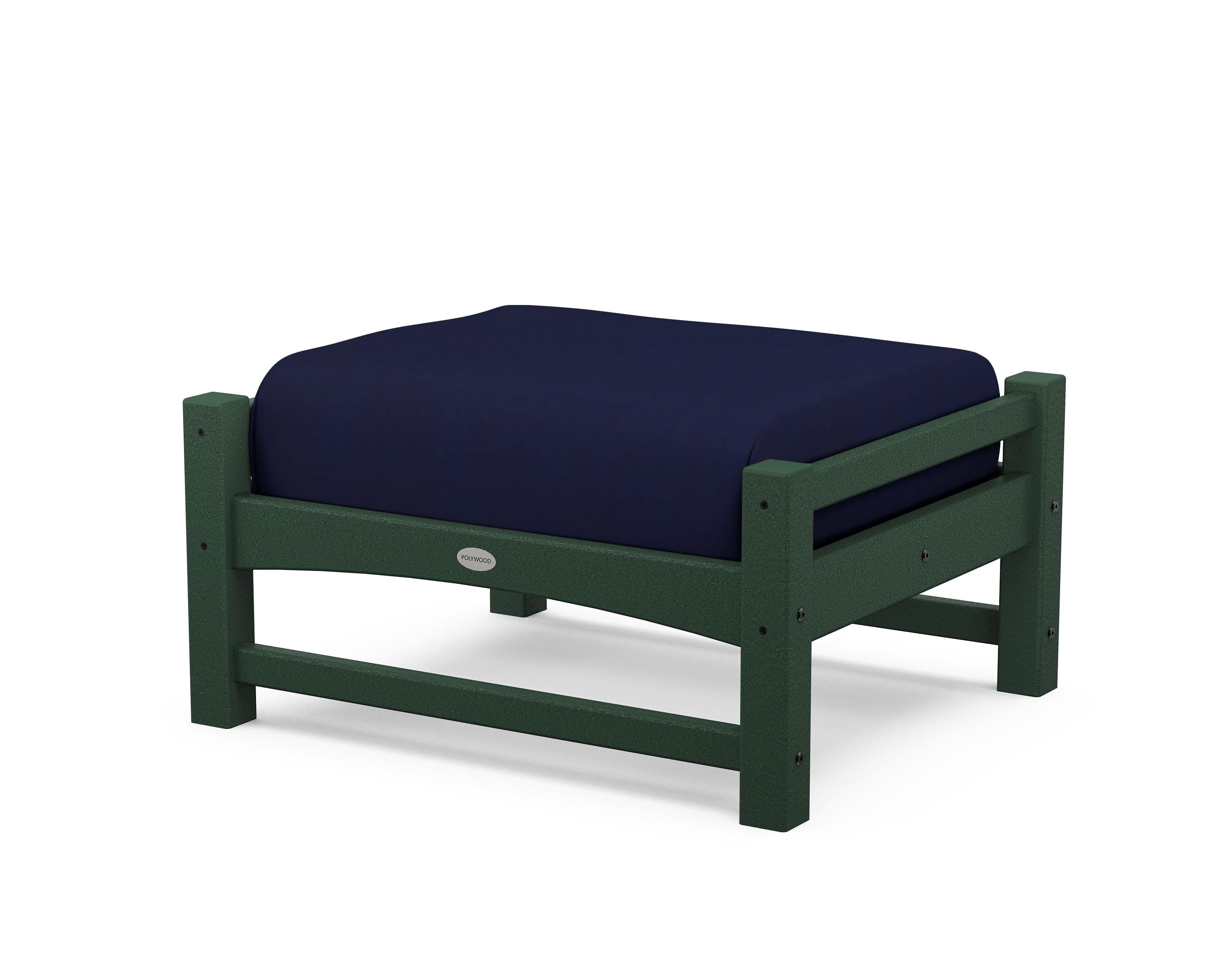 POLYWOOD® Club Ottoman in Green / Navy