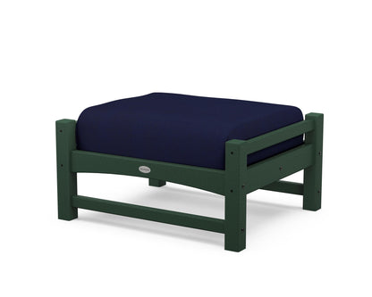 POLYWOOD® Club Ottoman in Green / Navy