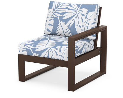 POLYWOOD® EDGE Modular Right Arm Chair in Mahogany / Leaf Sky Blue