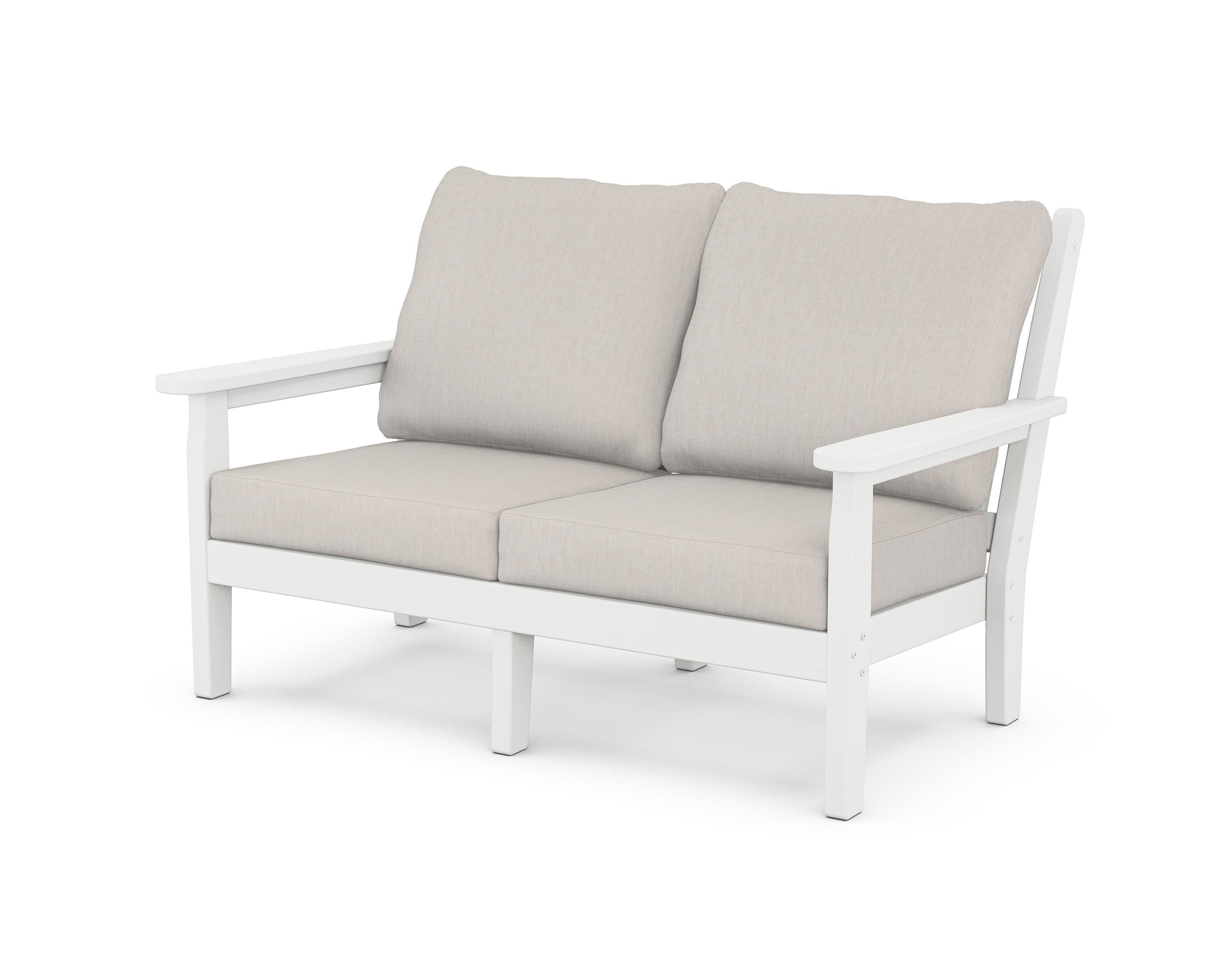 POLYWOOD® Chippendale Deep Seating Loveseat in White / Cast Ash