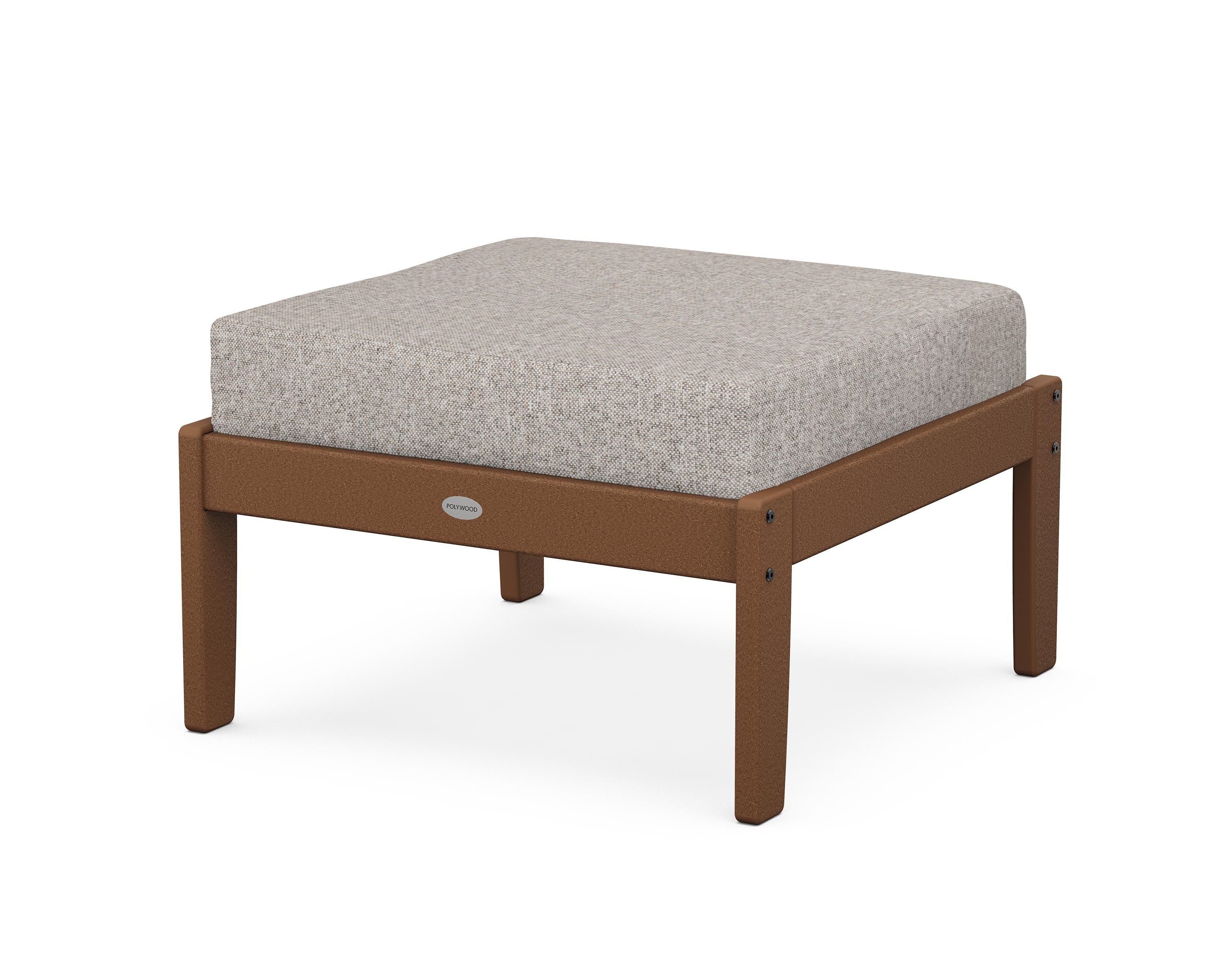 POLYWOOD® Braxton Deep Seating Ottoman in Teak / Weathered Tweed