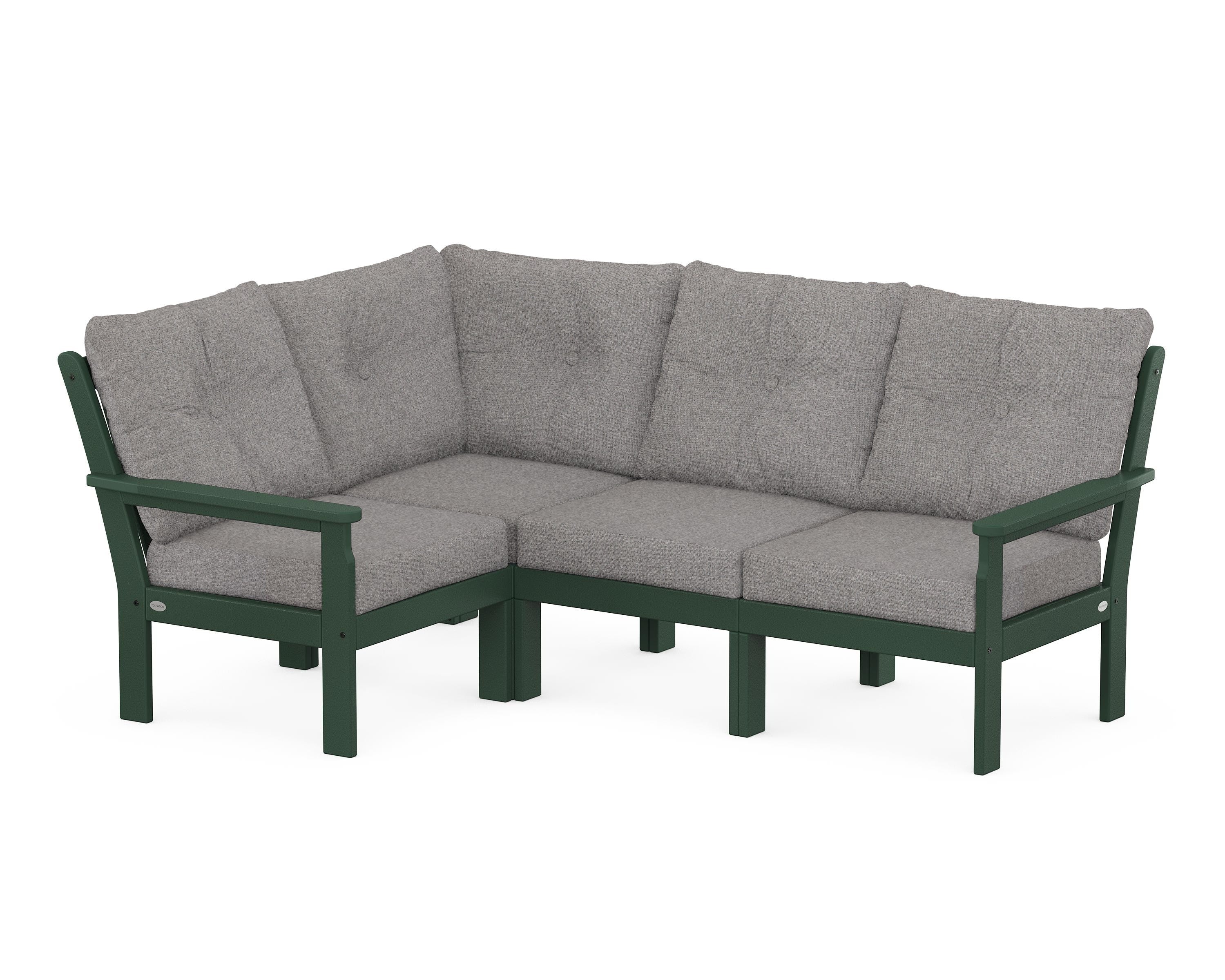 POLYWOOD® Vineyard 4-Piece Sectional in Green / Grey Mist