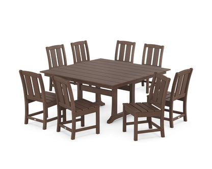 POLYWOOD® Mission Side Chair 9-Piece Square Farmhouse Dining Set with Trestle Legs in Mahogany