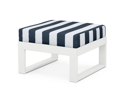 Unbranded Modular Ottoman - Modern in White / Cabana Stripe Marine Indigo