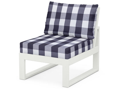 Unbranded Modular Armless Chair in Vintage White / Buffalo Plaid Navy